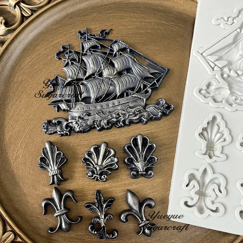 Ship Silicone Mold Food Safe Baroque Scroll Fondant Sugarcraft Epoxy Resin Mould