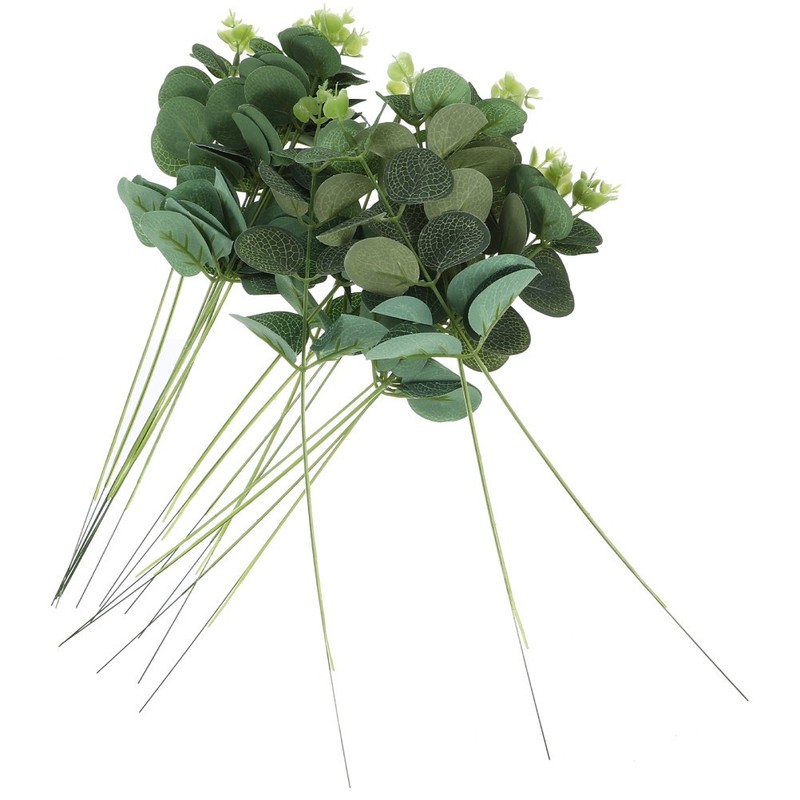 20 Pcs Green Plant Decoration Eucalyptus Cake Topper Decorations Edible gallery