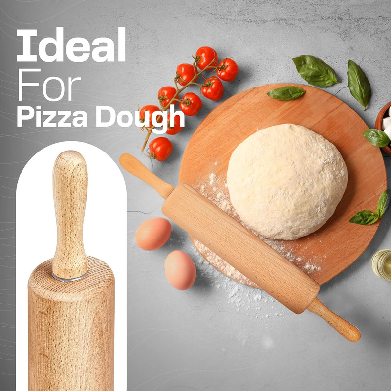 Rodillo Madera 17.6 Pulg Mango Giratorio Ergonomico Para Masa Pizza Pan Galletas gallery