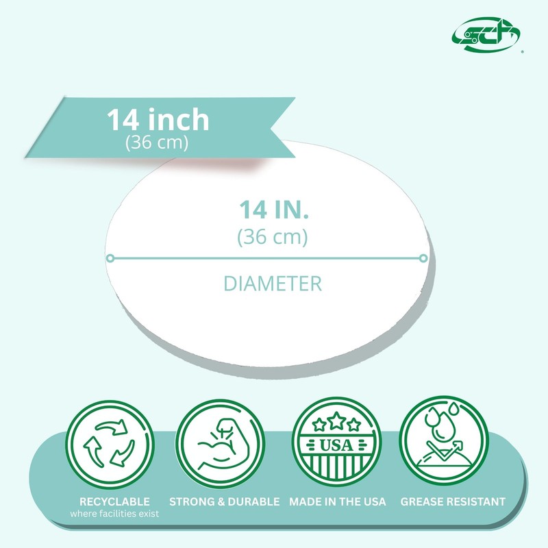 SCT bright white cake circles, 14" diameter , white, paper, 100/carton gallery