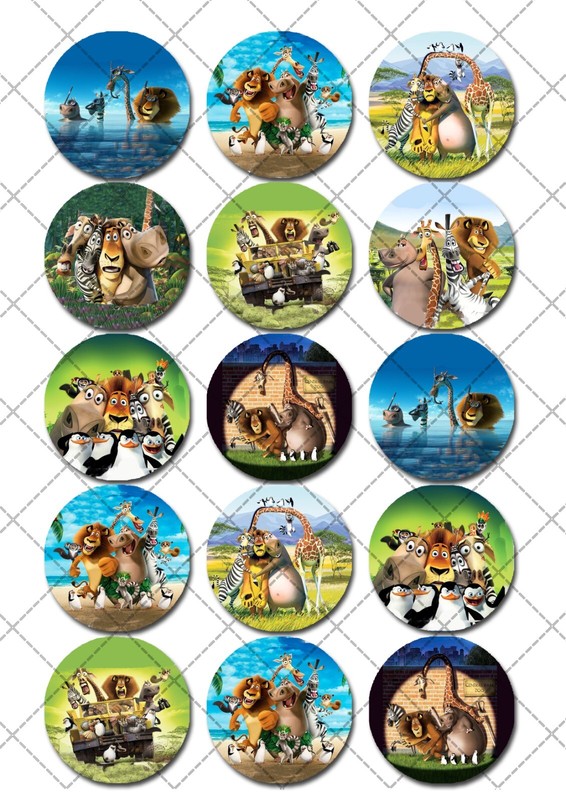 Madagascar Pre-cut Edible Icing Cupcake or Cookie Toppers gallery