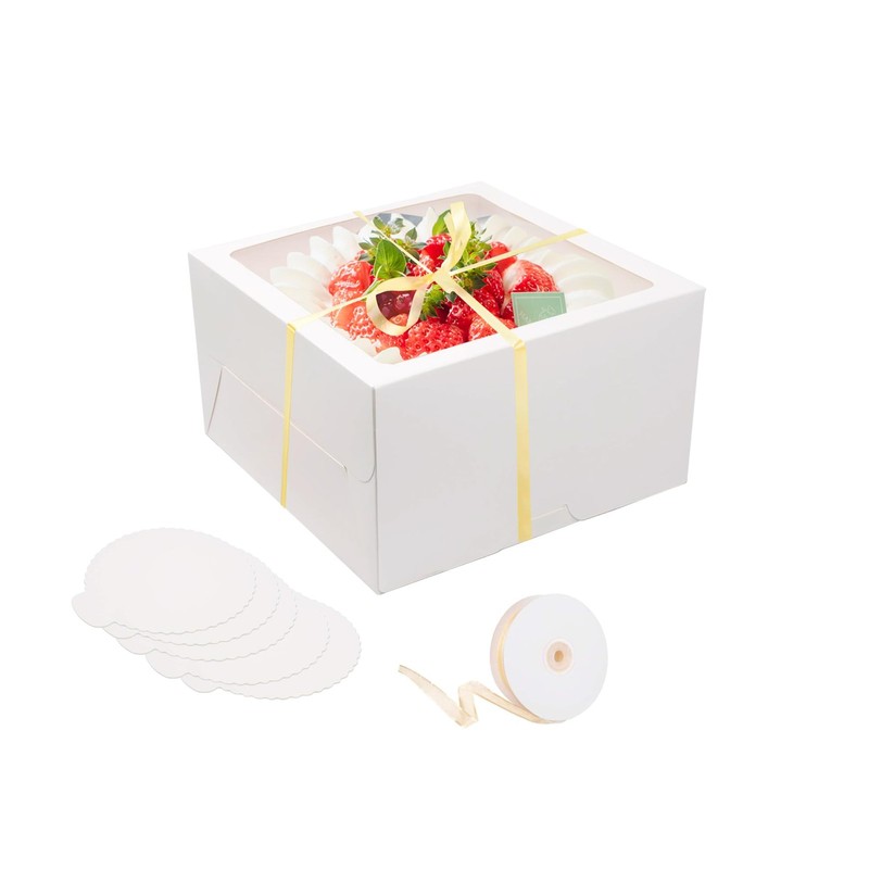 20Pcs Cake Boxes with Window and Cake Boards White Bakery Boxes for Cakes Gif…