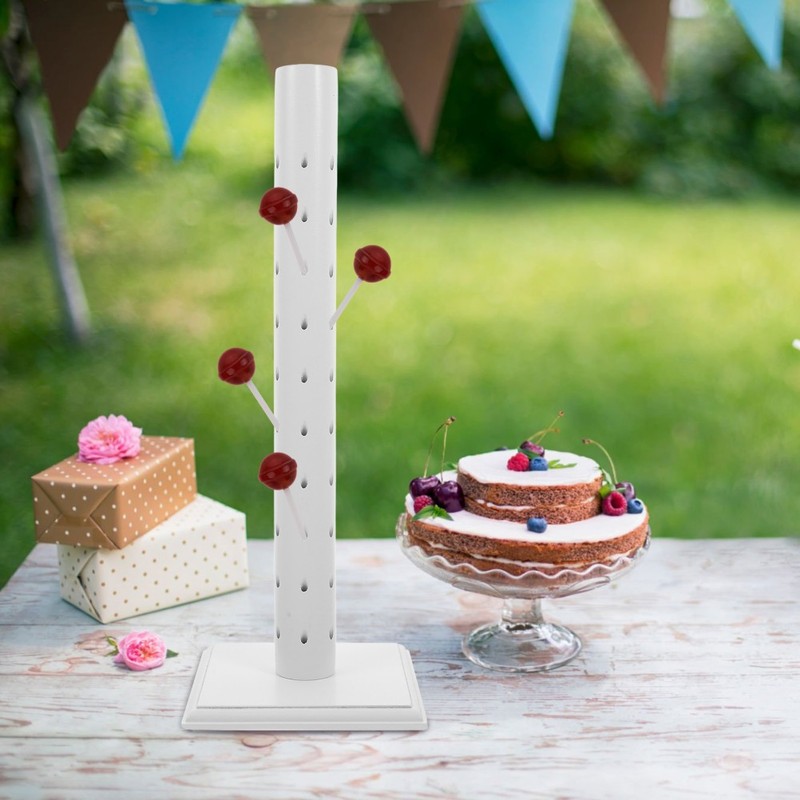 White Adjustable Wooden Cake Pop Stand for Space Saving and Easy Assembly gallery