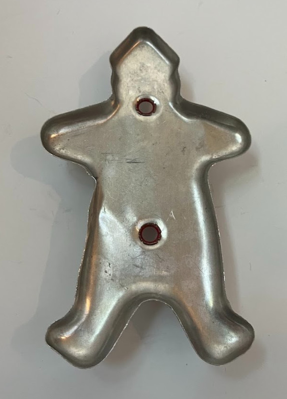 Vintage Cookie Cutter Gingerbread Man Aluminum Metal 6 Inch Red Handle gallery