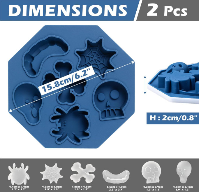 Halloween Ice Cube Trays with Lid Silicone Skull Spider Vampire Teeth Ice Molds gallery