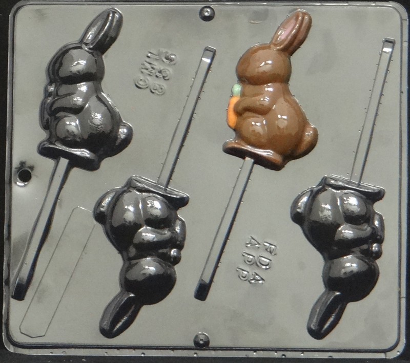 Bunny with Carrot Lollipop Chocolate Candy Mold Easter 856 NEW