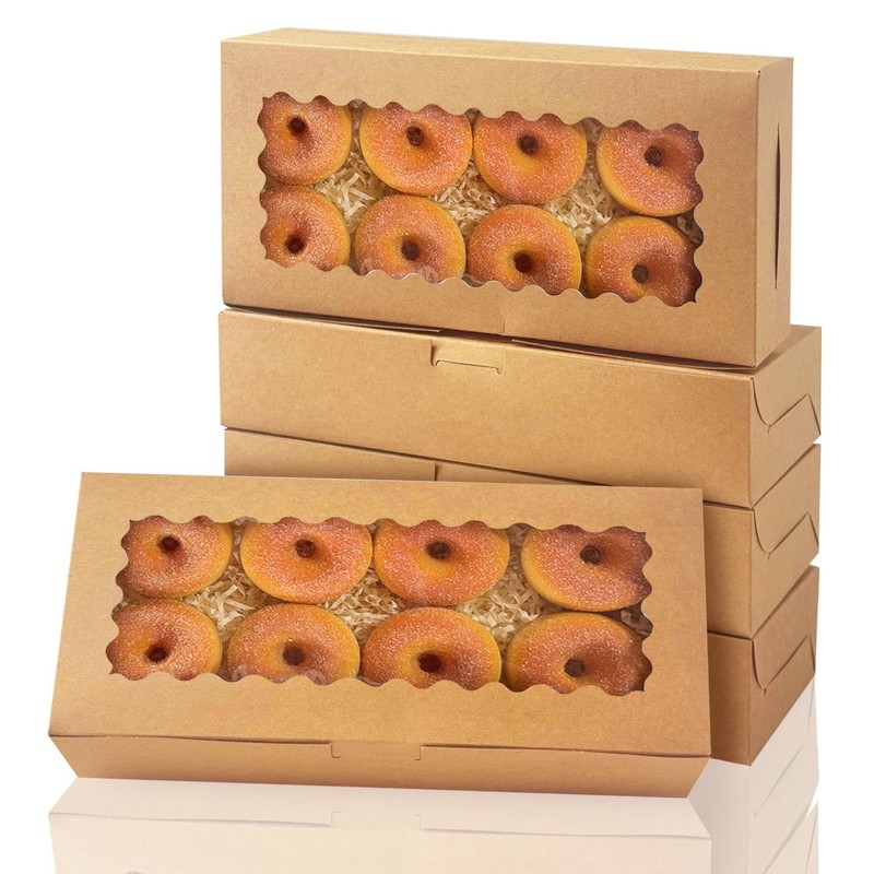 12×5.5×2.5 Inch Brown Cookie Box with Window 15Pcs Pastry Macaron Bakery Box …