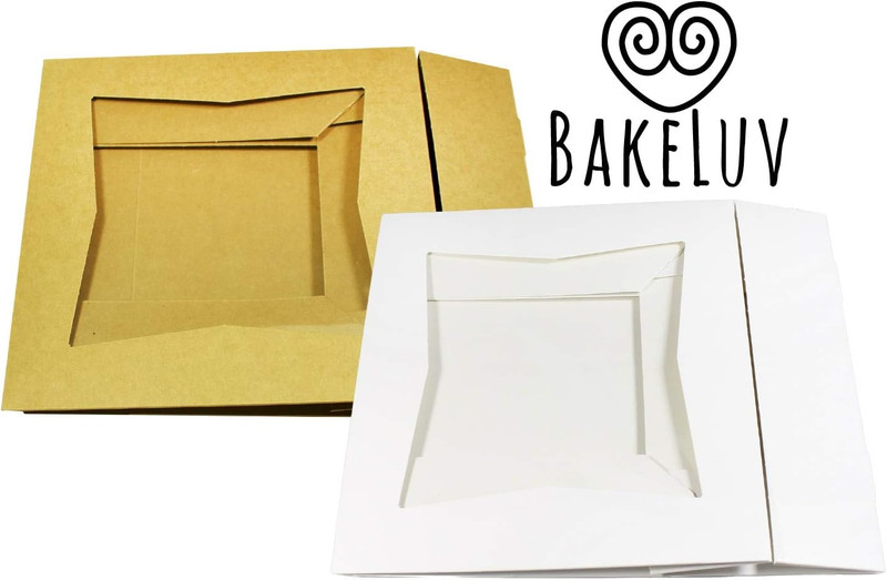 100 Pack 8X8X2.5 Inch Brown Bakery Boxes with Window | Cookie Boxes, Pastry, Des gallery