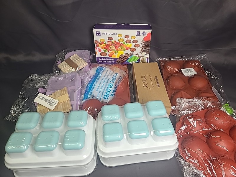 Lot Of 9 Silicon Chocolate Molds, Ice Molds And Popsicle Molds New