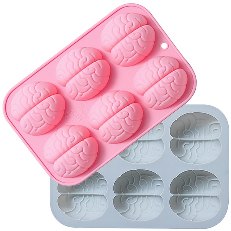 2Pcs Zombie Baking Mold Chocolate Brain Shaped Dessert Ice Cubes Molds Trays