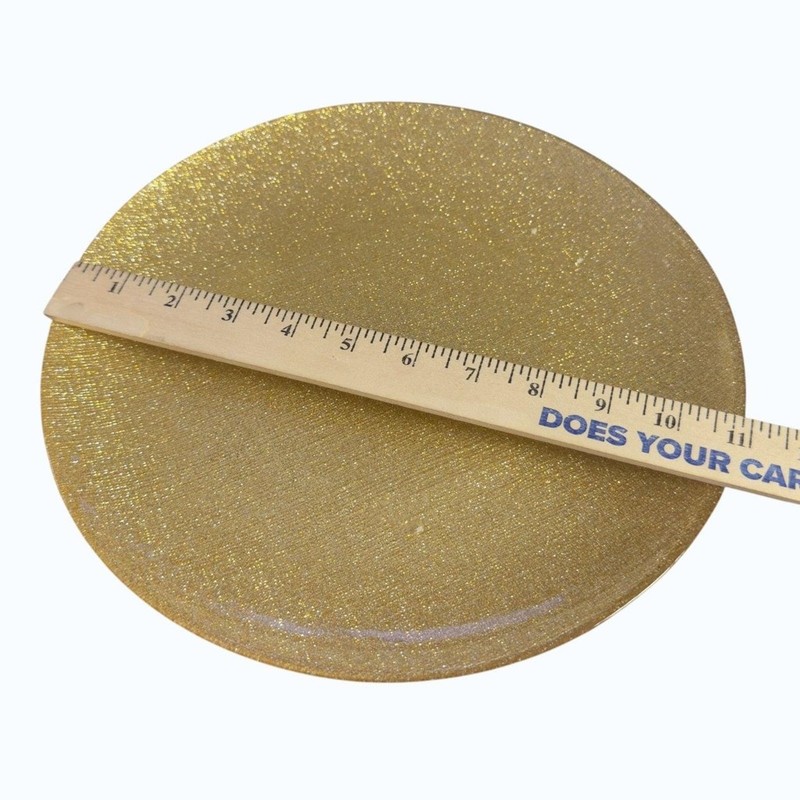 Gold Glitter Pedestal Footed Turkish Glass Cake Plate Stand 11 Inches gallery