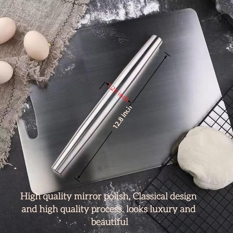 Cyoufine 12.8-inch Stainless Steel Rolling Pin for Baking, 12.8 inch, Silver gallery
