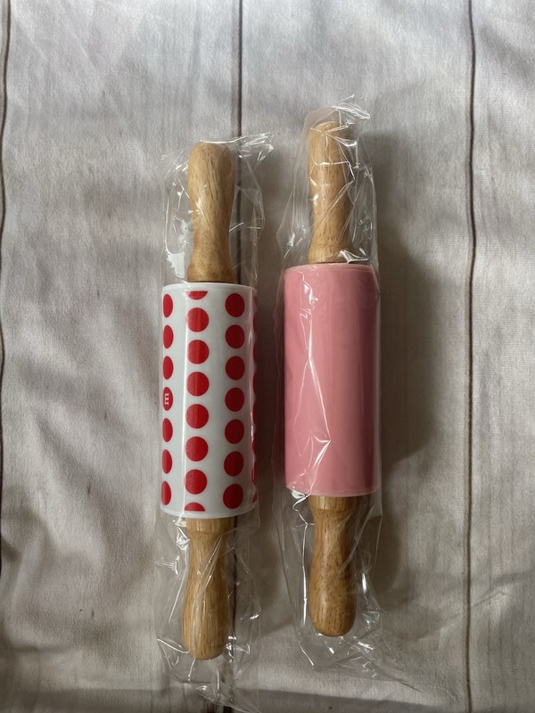 Mini Silicone Rolling Pin for Kids, Non-stick Surface Wood Handle, 9 In, 2 Pk #2