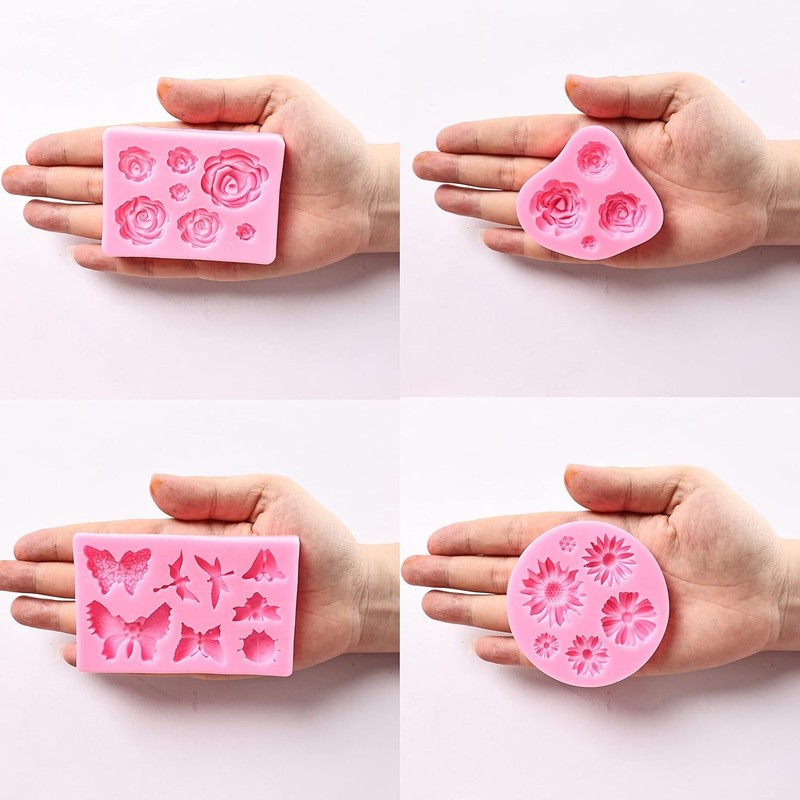 Flower Fondant Molds - 8 Pcs Flower and Butterfly Candy Silicone Molds for Ch... gallery