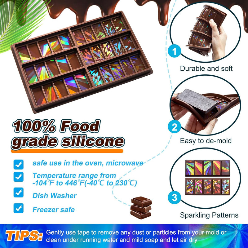 Holographic Chocolate Molds Resin Silicone Chocolate Deep Thick Molds for Reusab gallery