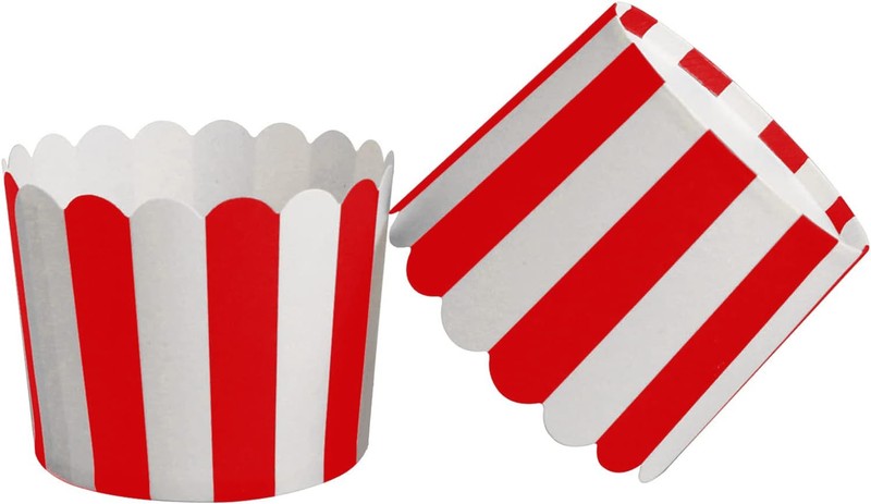 50-Pack Muffin Cups Baking Paper Cup Cupcake Muffins Liners Red and White Str... gallery
