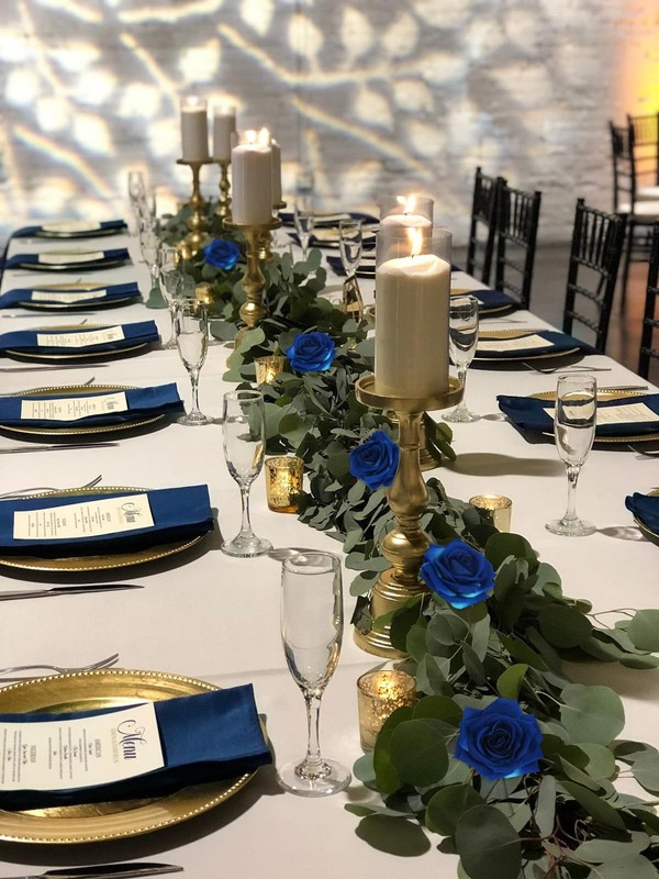 Insunsix Blue Artificial Roses 16Pcs Velvet Royal Blue Roses Silk Flowers 3.94 gallery