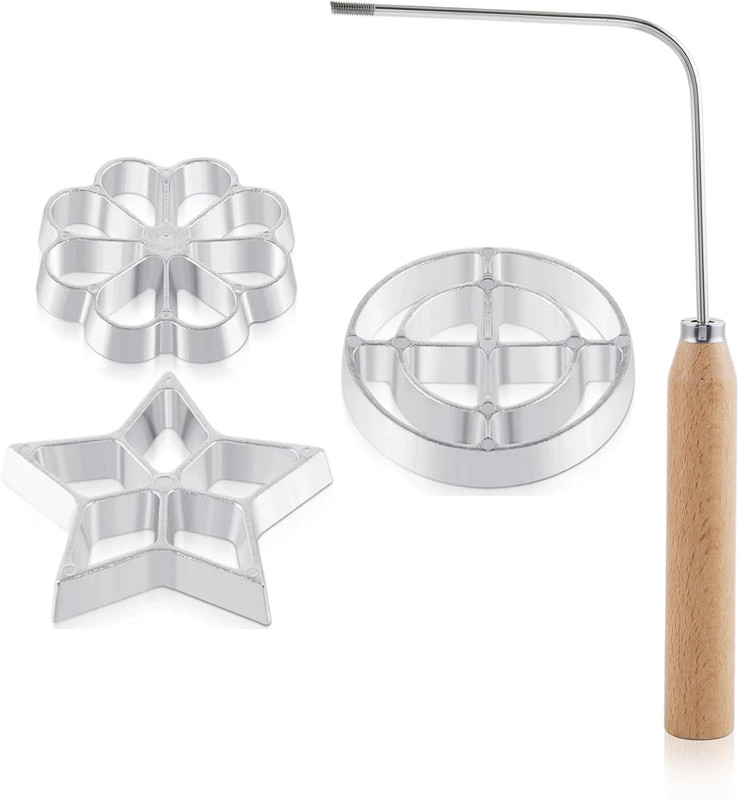 4 Pieces Rosette Iron Set, Bunuelos Mold with Handle, Lotus Flower Bunuelos