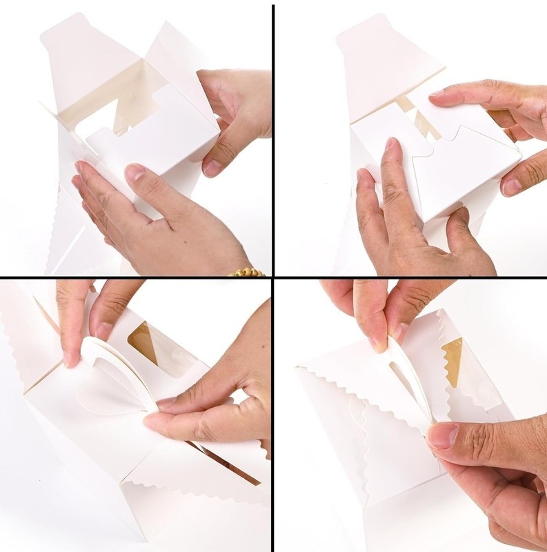 25Pcs Individual Cupcake/Muffins Boxes With Window Inserts Handle White gallery