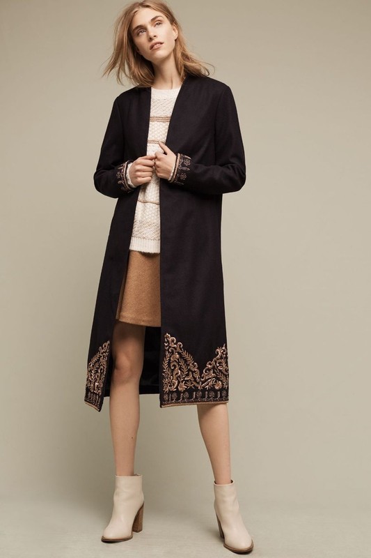 Isaac Florence Brass Embroidered Wool Coat-10-$545 MSRP