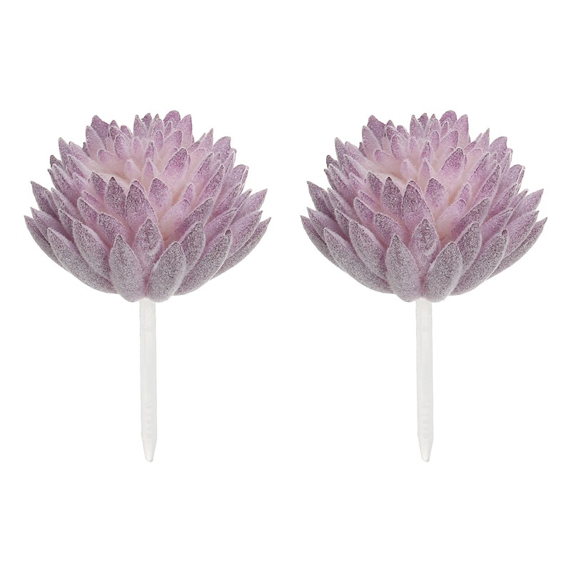 2Pcs Artificial Succulent Plants Fake Artificial Flocking Lotus Purple