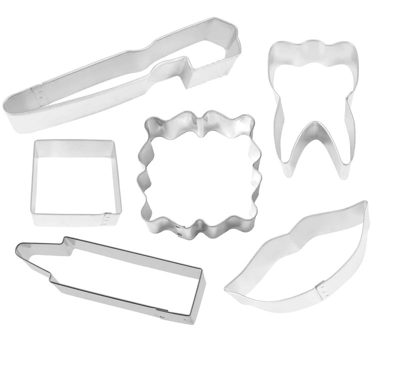 6 Piece Tooth Toothbrush Toothpaste Dental Floss & Lips Dental Cookie Cutter Se