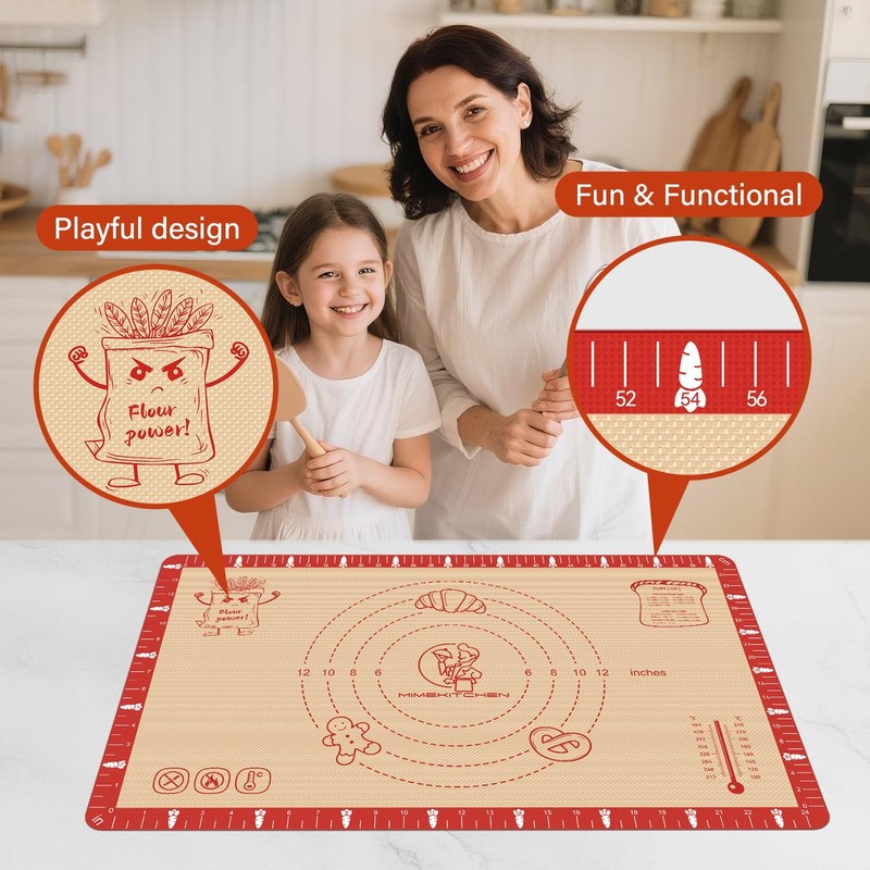 Extra Thick Silicone Baking Mat with Recipes - 26x16 inch 26"L x 16"W, Red gallery