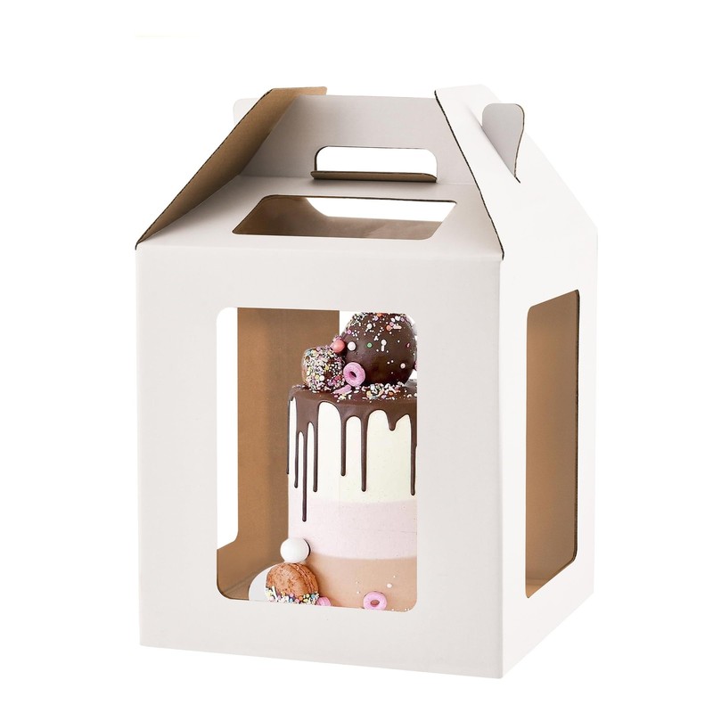 Cake with Windows and Handle, 10x10x10 inches, Tall Cake Carrier for Tiered C…