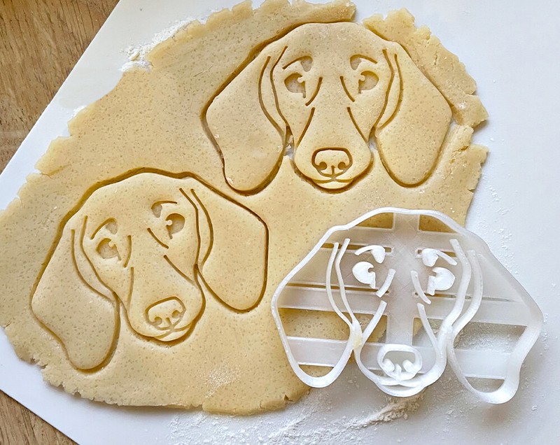 Dachshund Cookie Cutter, Dog Face Cutter, Fondant Cutter with stamp, Animal