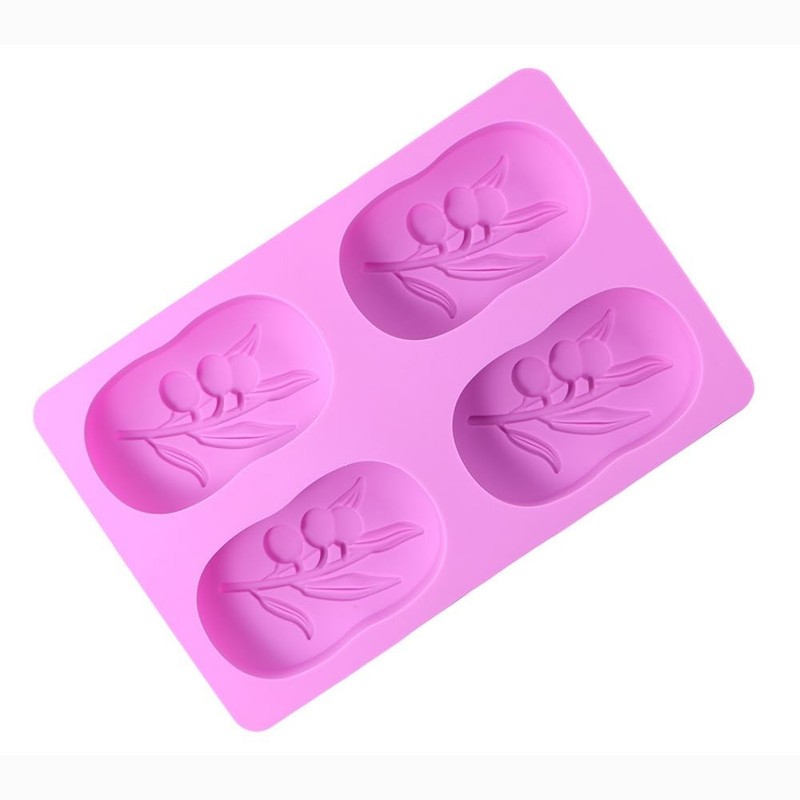 4 Cavities Oval Olive Tree Silicone Soap Mould,Baking Moulds Purple gallery