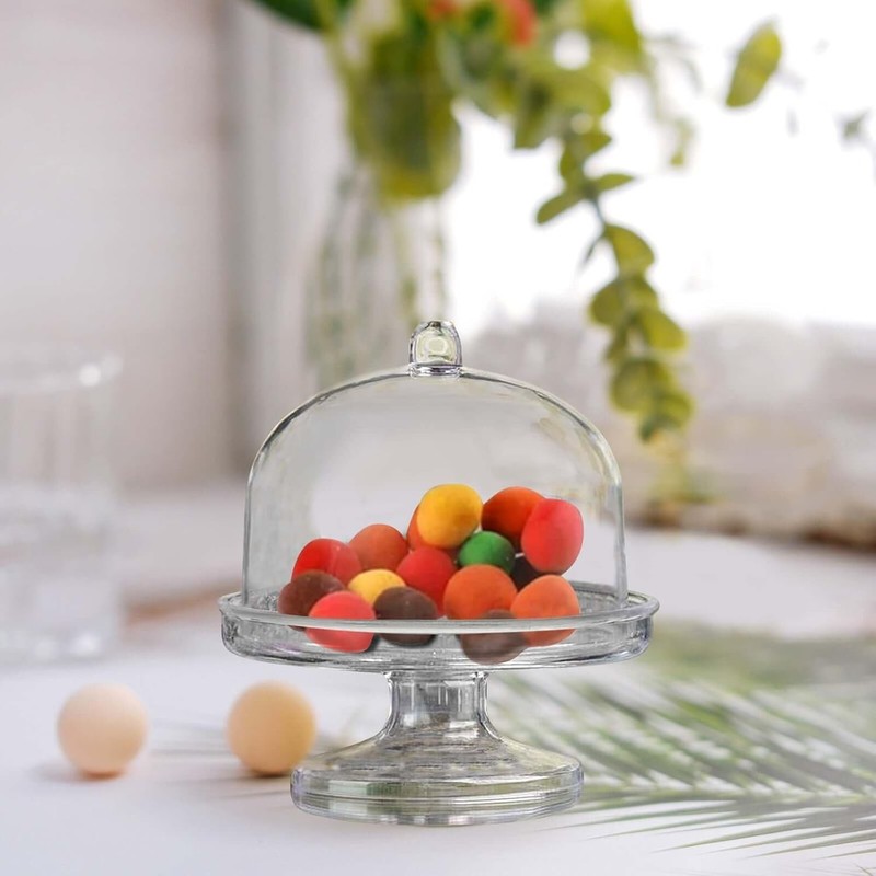 12 Pack Mini Clear Disposable Plastic Cupcake Muffin Cake Container Oval Stand