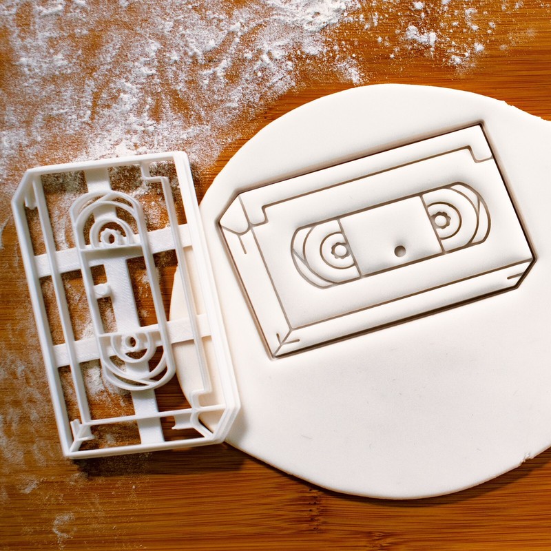 Set of 2 TV and Video Tape Cookie Cutters - retro old school, telly, television gallery