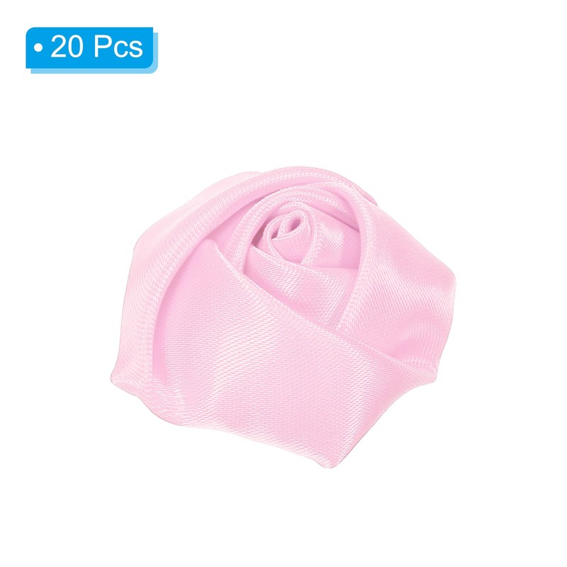 20Pcs Artificial Flowers Roses Heads Satin Rose Fabric Flowers Pink gallery