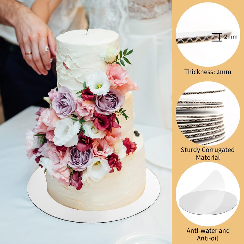 10 Pcs Cake Boards, White Cake Boards 10 Inch Round, Food-Graded Cardboard Cake gallery