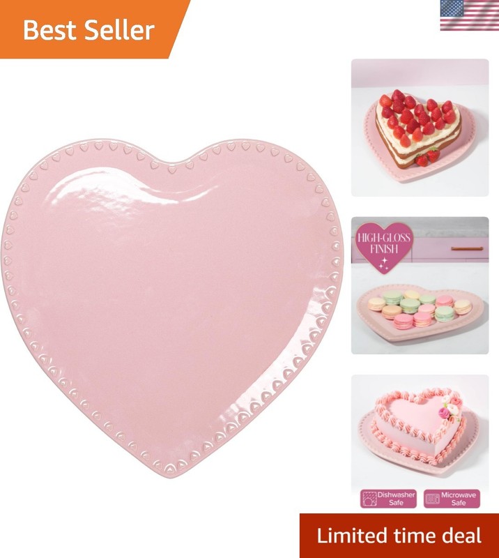 Heart Cake Plate, Ceramic Serving Plate for Desserts, Cakes, Pastries & Treat…
