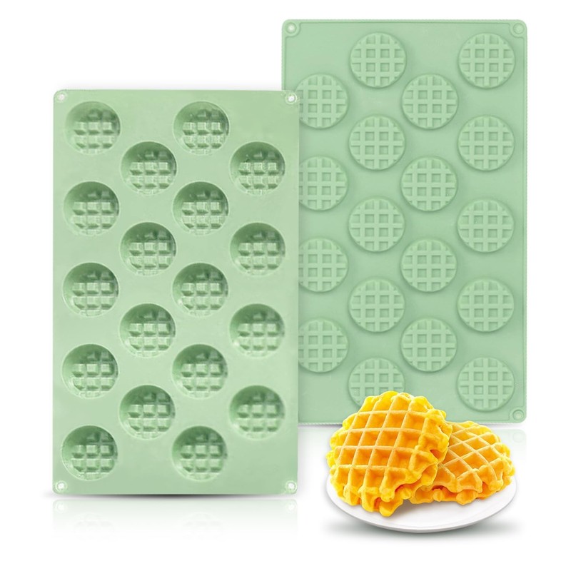 2pcs Silicone Wax Melt Molds, 18 Cavities Mini Eggo Waffle Mold for Cookie, C…