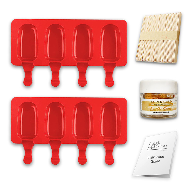 🔥Chocolate Candy Mold, 2 Cakesicle/ Popsicle Mold w/ gold luster dust-Free Ship