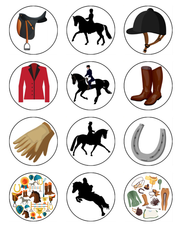 Horse Dressage Edible Cake Toppers – Wafer Cake & Cupcake Decorations - 3 Sizes gallery