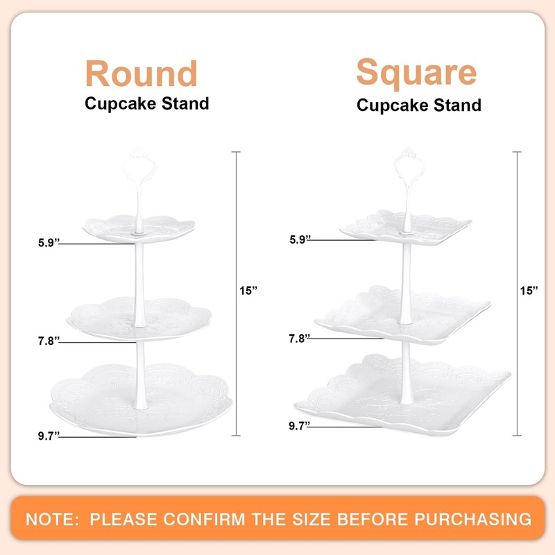 10PC White Plastic Cupcake Stand Dessert Table Display Set Wedding Baby Shower gallery