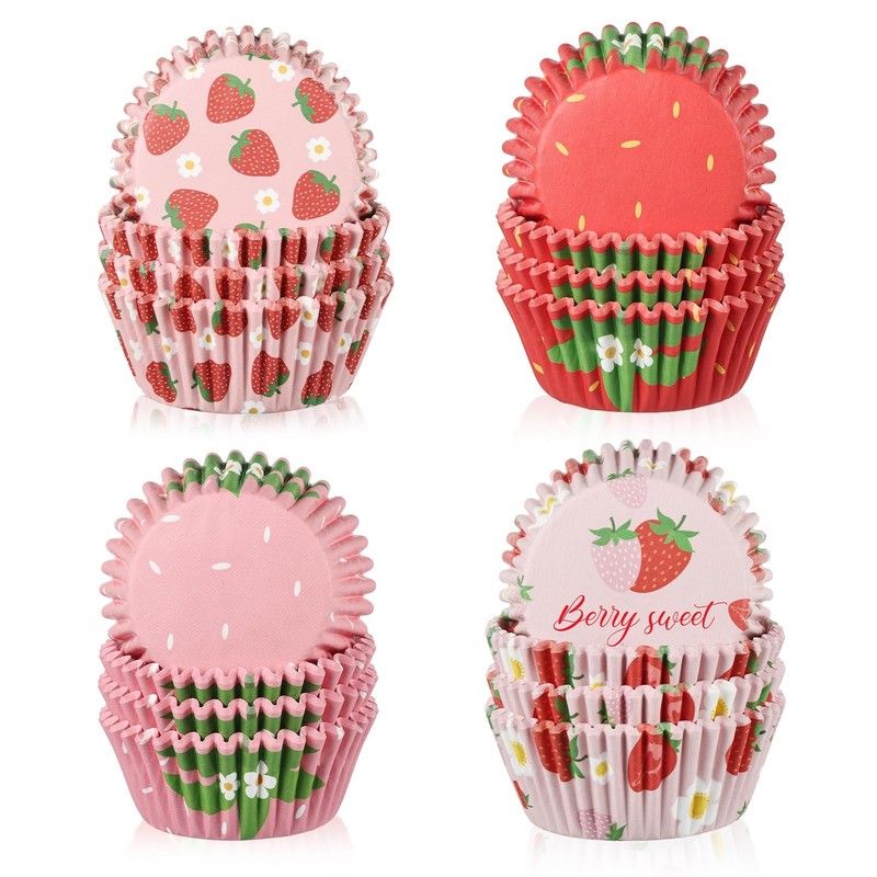 600 Pcs Strawberry Cupcake LinersPaper Berry Baking Cups Summer Fruit Cupcake…