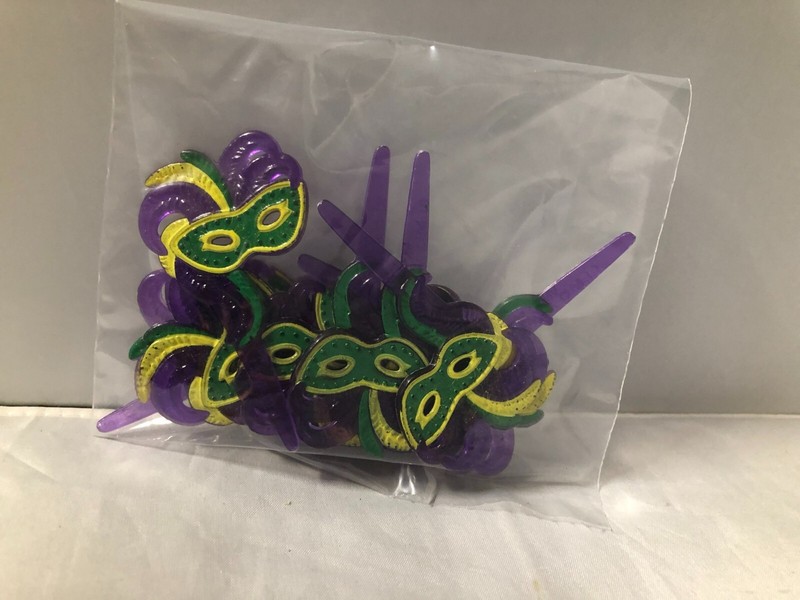 Bakery Crafts Mardi Gras mask cupcake picks, 12 ct / NEW / masquerade