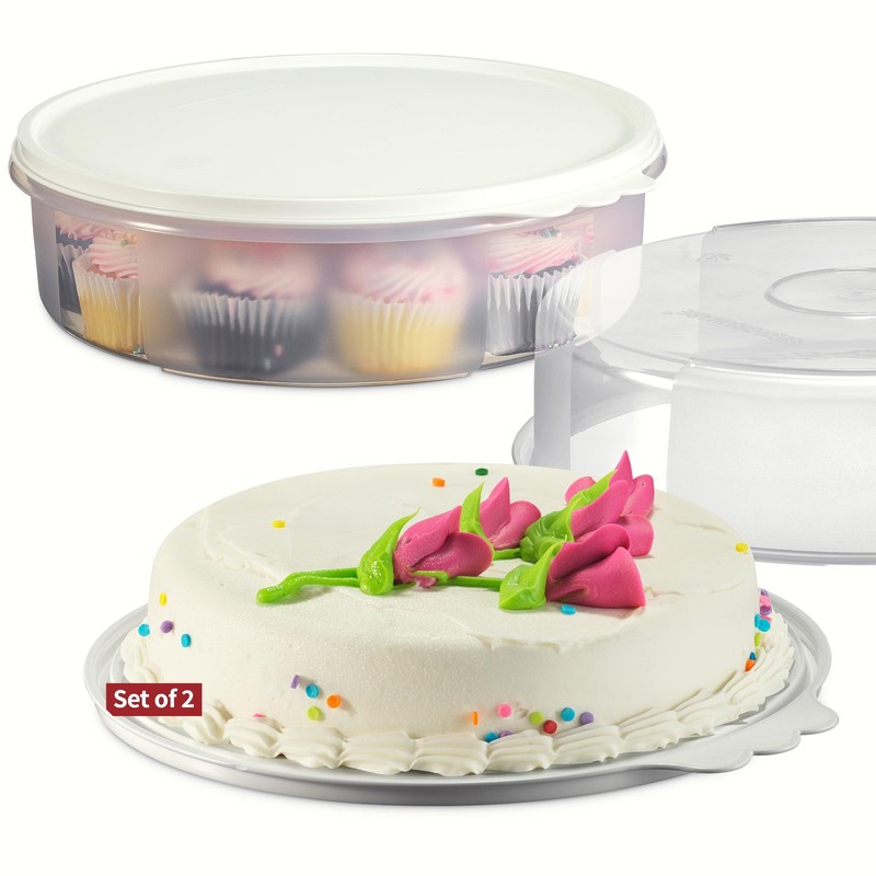 SIGNORA WARE Pie Carrier with Lid – 2-Piece Multipurpose Cupcake White gallery