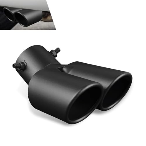 Car Dual Exhaust Tip, 2.48" Stainless Steel Y Tail Pipe with Fixed Bolt, gallery