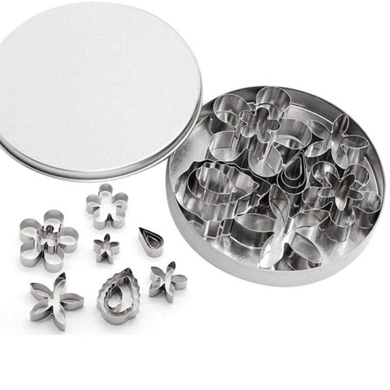 Mini Flower Cookie Cutters 12Pcs Stainless Steel Baking Tool For Parties Dessert