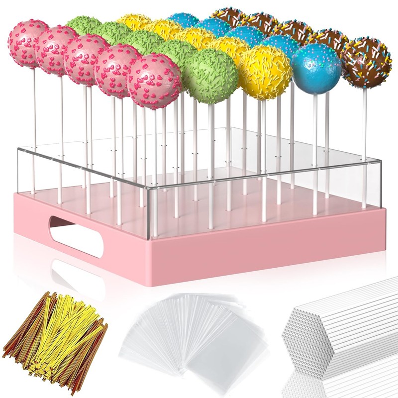 Cake Pop Stand 25 Holes Clear Display Holder Sticks Kit Pink Party 1 PCS