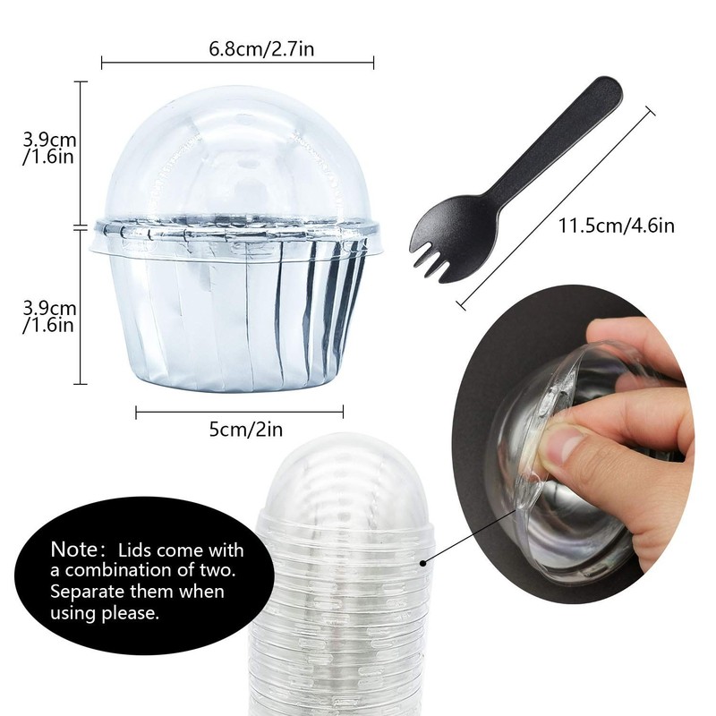 Foil Cupcake Liners with Lids 100Pack,Free-Air 3.5Oz Foil Baking Cups Mini Mu... gallery
