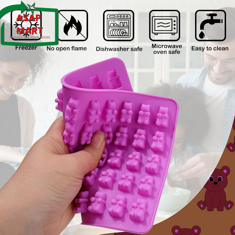 Palksky 4Pcs Gummy Bear Mold Silicone, Fruit Snack Molds, Gummies Trays Molds wi gallery
