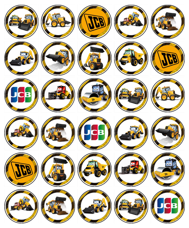 Tractor Edible Wafer Cupcake Toppers – Construction Theme Birthday Decor