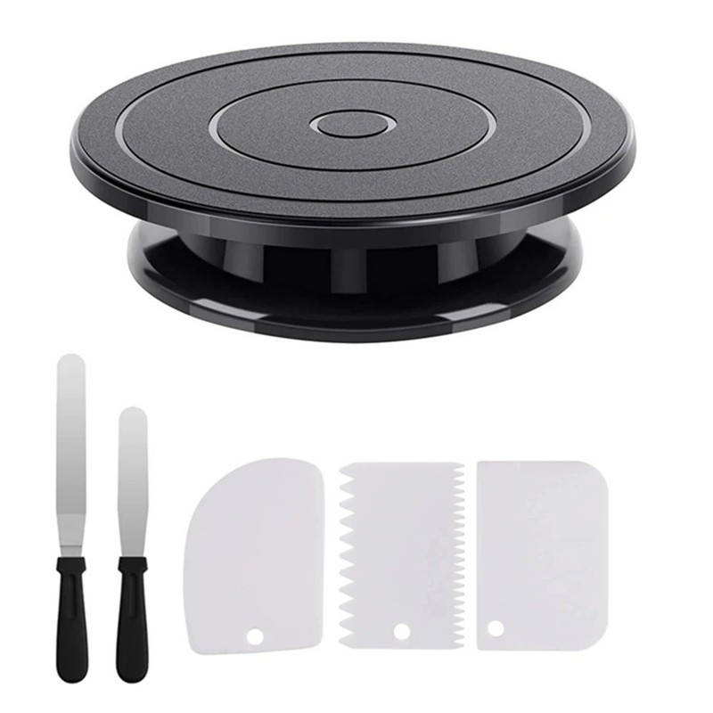 1/6pcs Cake Turntable Set with 2 Frosting Spatula 3 Icing Smoother Scraper Cake gallery