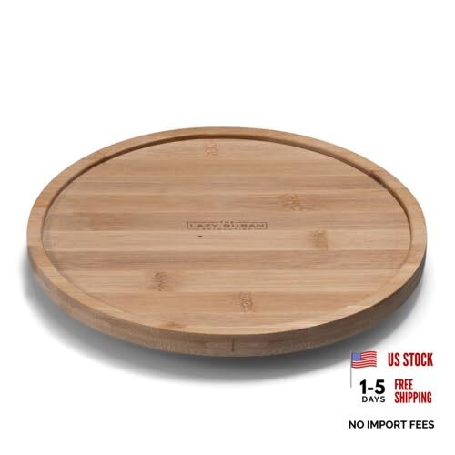 9.75″ Bamboo Lazy Susan Revolution Turntable w/Rim – Rotating Bamboo Organizer